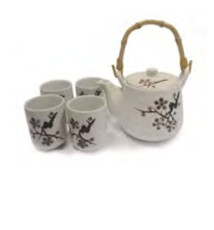 Service à thé 5 pièces en porcelaine FLEURS de PRUNiER 0L80