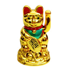 Maneki neko 招き猫 animé 11cm doré (nécessite 1 pile LR6 / AA)