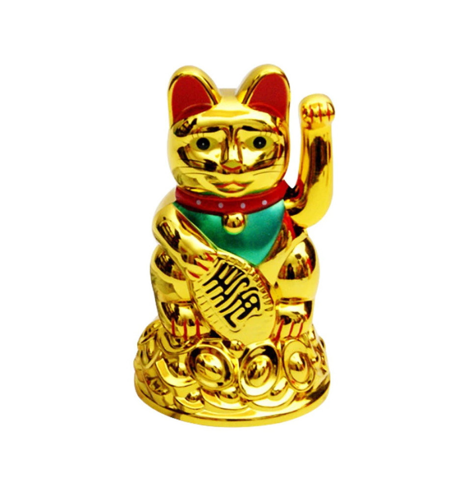 Maneki neko 招き猫 animé 11cm doré (nécessite 1 pile LR6 / AA)