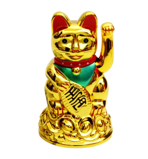 Maneki neko 招き猫 animé 11cm doré (nécessite 1 pile LR6 / AA)