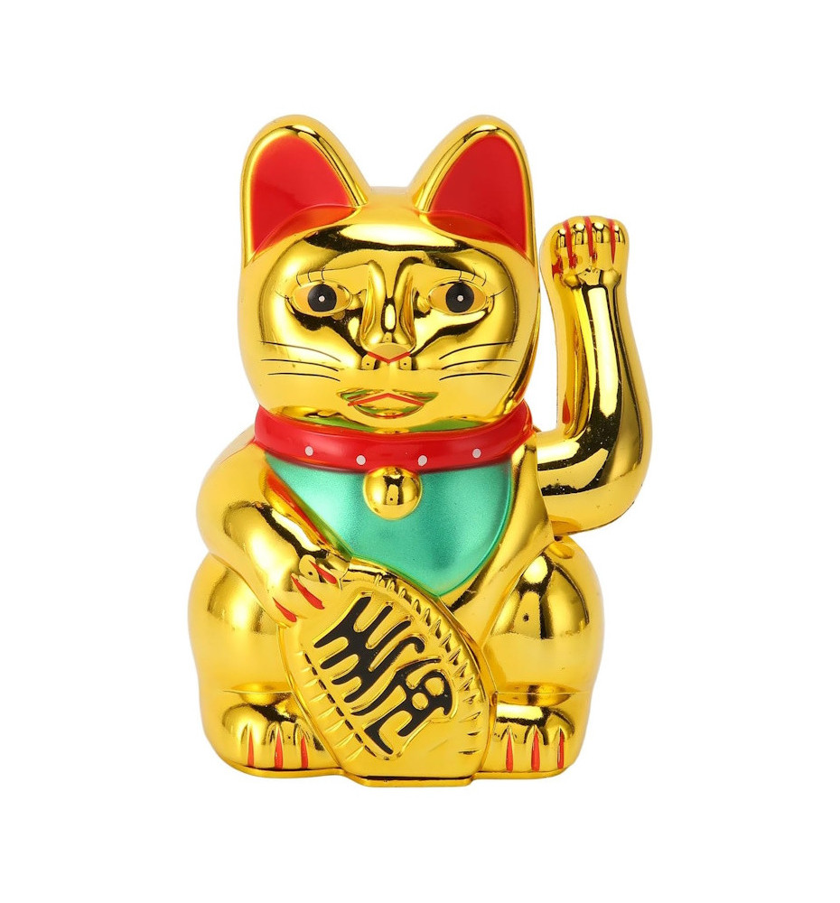 Maneki neko 招き猫 animé 22.5cm doré (nécessite 2 piles LR6 / AA)