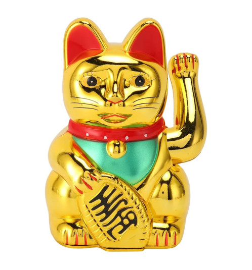 Maneki neko 招き猫 animé 22.5cm doré (nécessite 2 piles LR6 / AA)