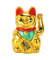 Maneki neko 招き猫 animé 17.5cm doré (nécessite 2 piles LR6 / AA)