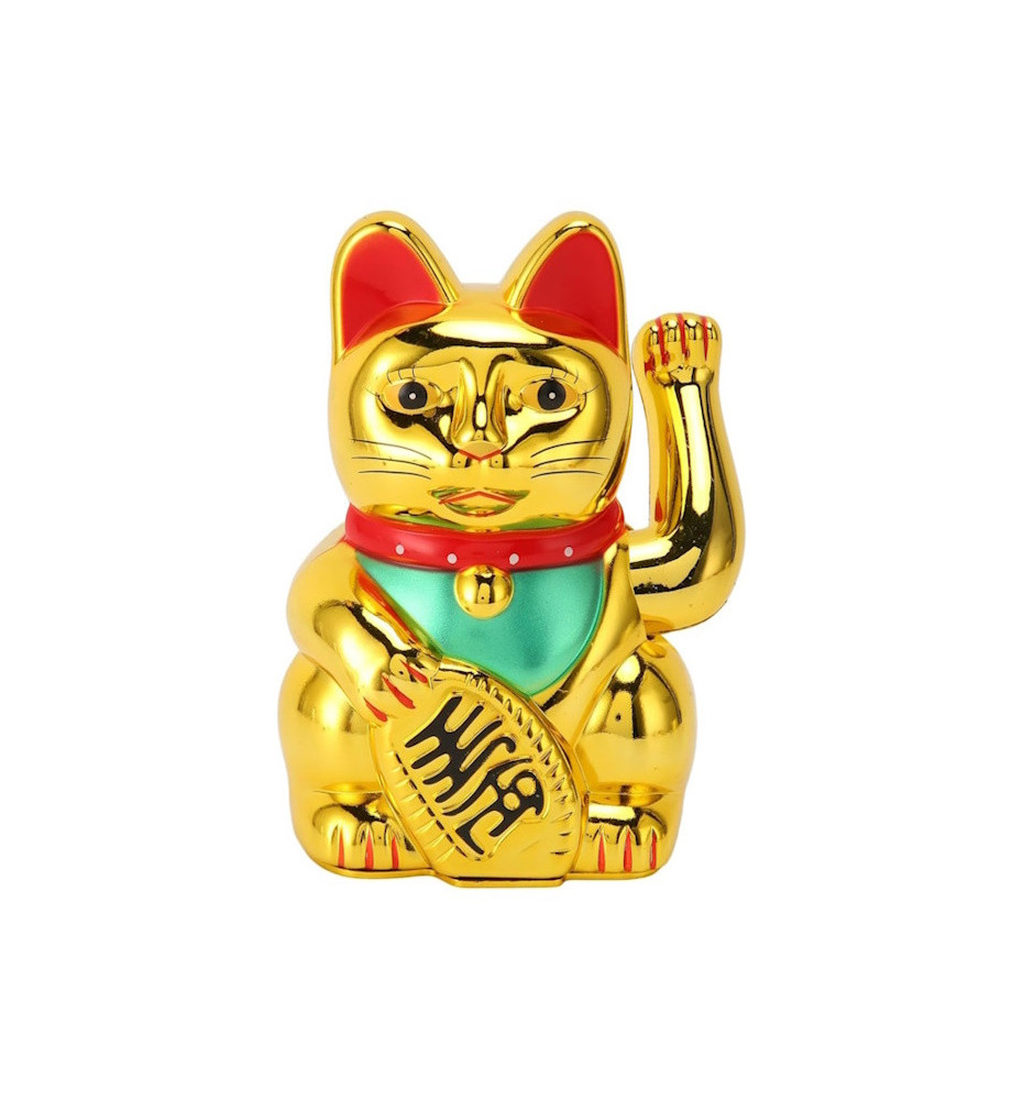 Maneki neko 招き猫 animé 15cm doré (nécessite 1 pile LR6 / AA)