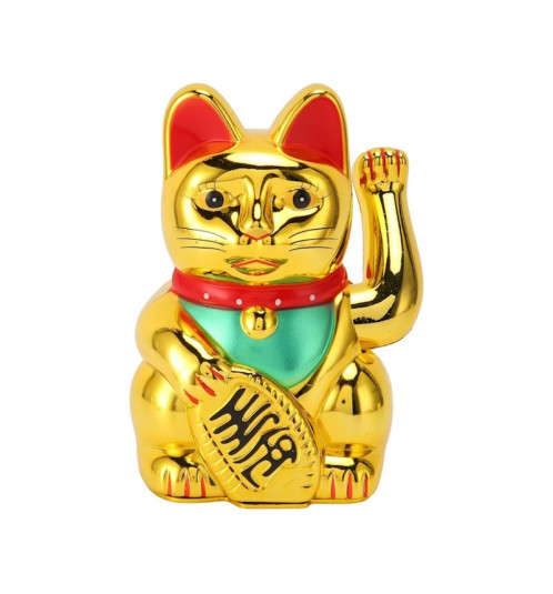 Maneki neko 招き猫 animé 15cm doré (nécessite 1 pile LR6 / AA)