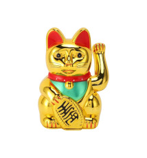 Maneki neko 招き猫 animé 12.5cm doré (nécessite 1 pile LR6 / AA)