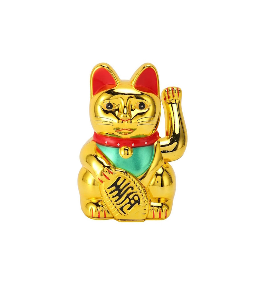 Maneki neko 招き猫 animé 12.5cm doré (nécessite 1 pile LR6 / AA)