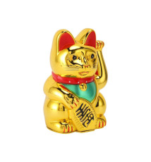 Maneki neko 招き猫 animé 12.5cm doré (nécessite 1 pile LR6 / AA)