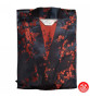 Kimono d'intérieur long 2 poches en brocard NOiR motifs PRUNiER ROUGE 120cm 60% rayonne 40% polyester (Taille Unique)