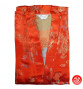 Kimono d'intérieur long 2 poches en brocard ROUGE motifs DRAGON et PhOENiX 120cm 60% rayonne 40% polyester