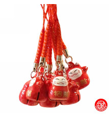 Strap grelot MANEKi NEKO DARUMA Rouge (Santé) 2cm