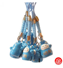 Strap grelot MANEKi NEKO DARUMA Bleu (Etudes) 2cm