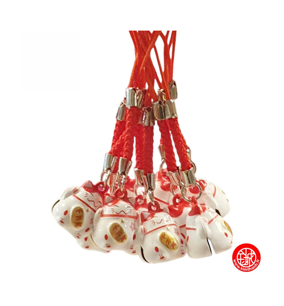 Strap grelot MANEKi NEKO Blanc et Rouge (Santé) 2cm