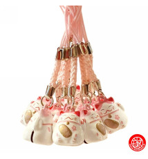 Strap grelot MANEKi NEKO Blanc et Rose (Amour) 2cm