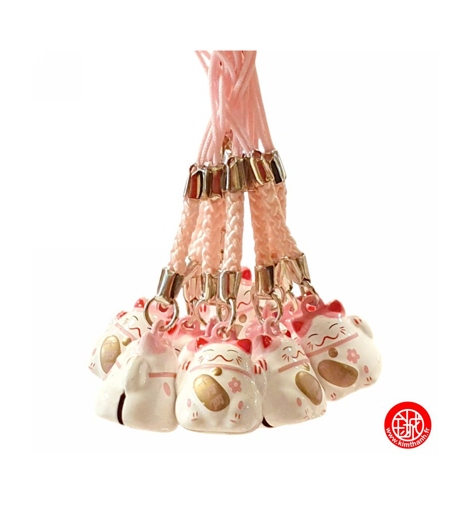 Strap grelot MANEKi NEKO Blanc et Rose (Amour) 2cm