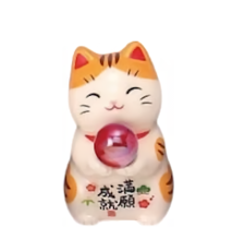 Figurine MANEKi NEKO Perle Cristal rouge Tigré h5cm