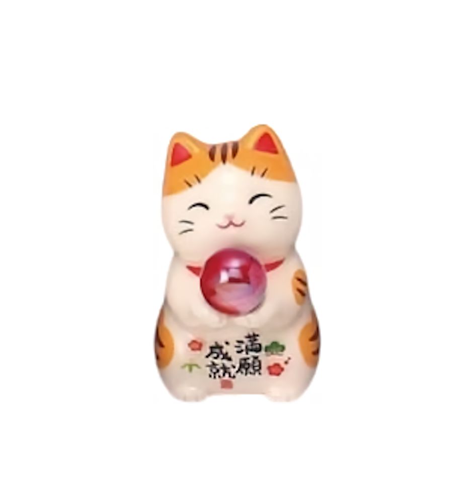 Figurine MANEKi NEKO Perle Cristal rouge Tigré h5cm