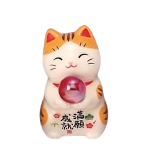Figurine MANEKi NEKO Perle Cristal rouge Tigré h5cm