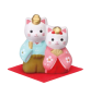 Couple Maneki Neko en argile (h5.5cm)
