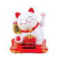 Maneki Neko animé 100% solaire Bourse de lingots BLANC sur un coussin rouge h7cm (Bonheur)