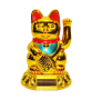 Maneki Neko animé 100% solaire sur socle de lingots DORé h10cm (Richessse)