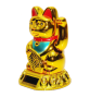 Maneki Neko animé 100% solaire sur socle de lingots DORé h10cm (Richessse)
