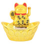 Maneki Neko animé 100% solaire Koban sur un gros lingot DORé h11cm (Richesse)