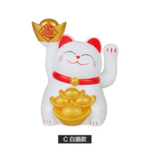 Mini Maneki Neko animé 100% solaire Lingots d'Or BLANC h5.5cm (Bonheur et Richesse)