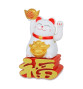 Maneki Neko animé 100% solaire Lingots d'Or sue le caractère Bonheur BLANC h8.5cm (Bonheur et Richesse)