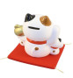 Tirelire Famille 3 Maneki Neko Calico en céramique avec le Maillet de la Fortune doré (Bonheur et Richesse) h12