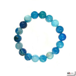Bracelet perles en AGATE BLEUE teintée 10mm