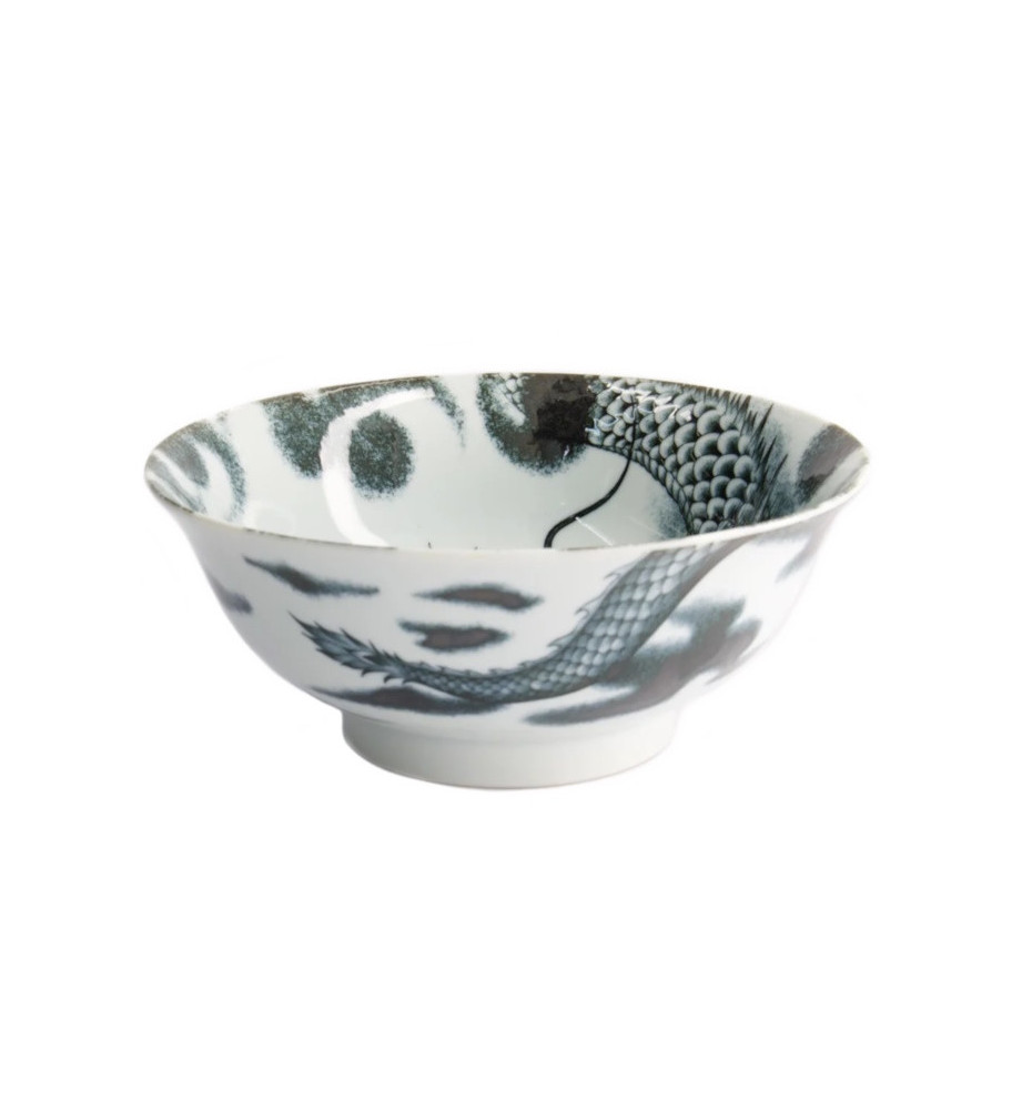 Bol à soupe RAMEN en porcelaine japonaise DRAGON NOiR d21cm