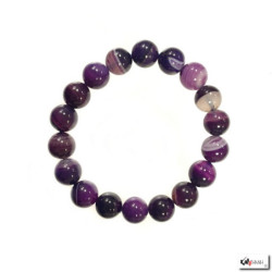 Bracelet perles en AGATE ViOLET teintée 10mm