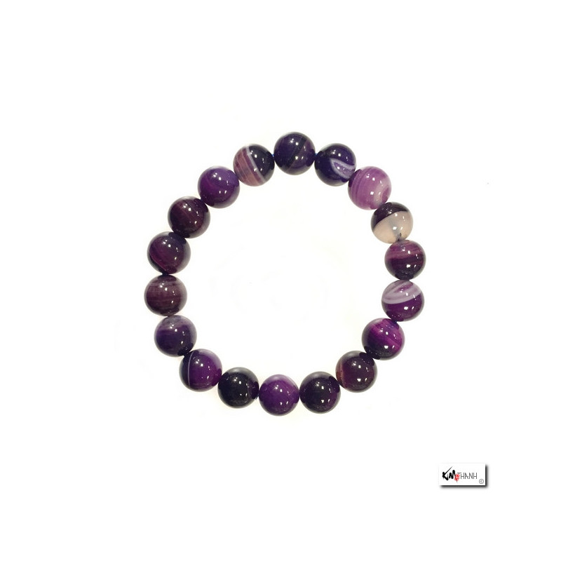 Bracelet perles en AGATE ViOLET teintée 10mm