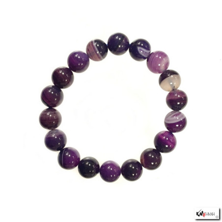 Bracelet perles en AGATE ViOLET teintée 10mm