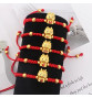 Bracelet rouge tressé ajustable PETiT DRAGON doré