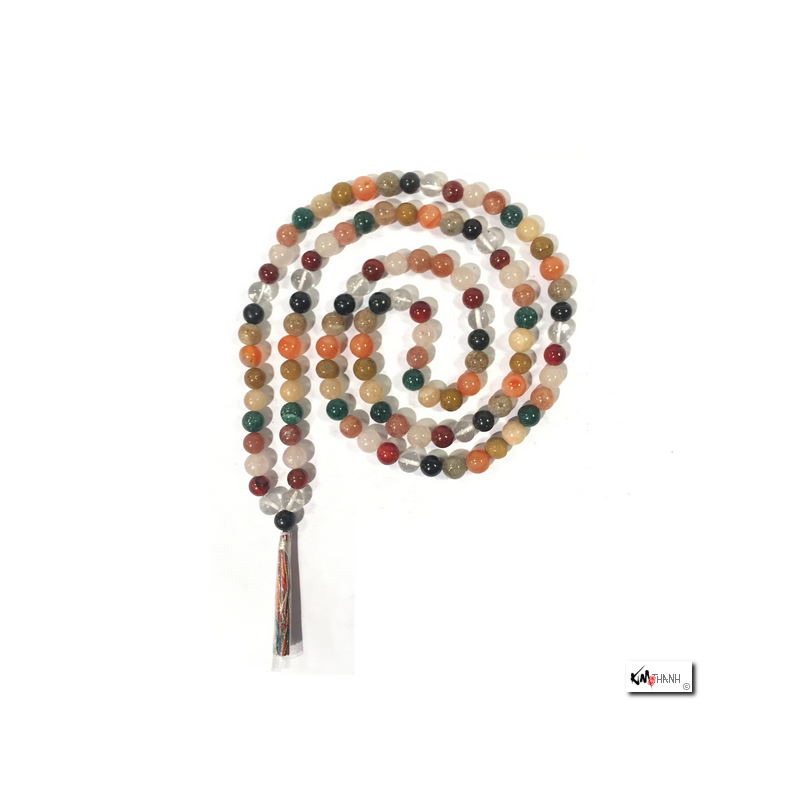 Collier mala en pierres mélangées 108 perles de 8mm