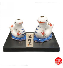 Figurines COUPLE SERPENTS 2025 en porcelaine sur pièces d'or h6cm (Richesse et Fidélité)