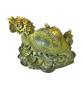 Dragon-tortue sur pièces et lingots vert-de-gris en bronze L12xh10cm