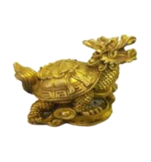 Dragon-tortue sur pièces et lingots en cuivre L6cm