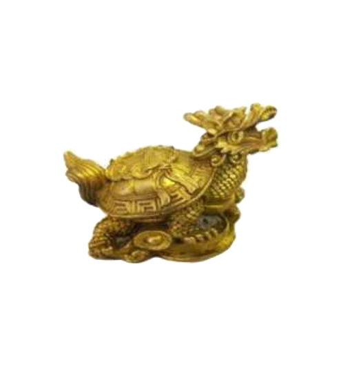 Dragon-tortue sur pièces et lingots en cuivre L6cm