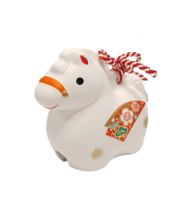 Cheval 2026 GRELOT BLANC en argile japonaise 7.5x6.5cm