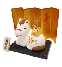 Cheval 2026 BéBé FAMiLLE en argile japonaise 7.5x6cm