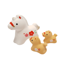 Cheval 2026 2 BéBéS FAMiLLE au GALOP en argile japonaise