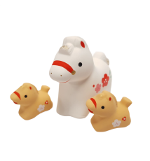 Cheval 2026 2 BéBéS FAMiLLE au GALOP en argile japonaise