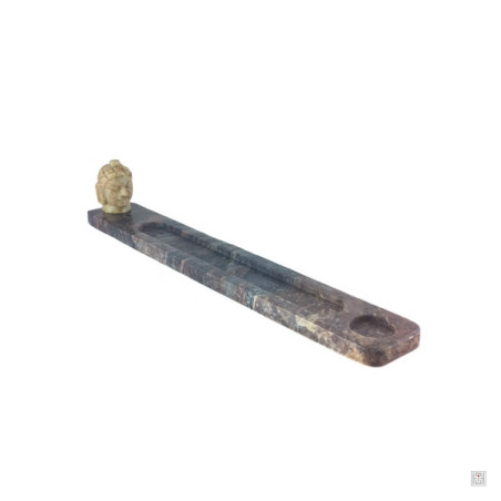 Porte-encens long TêTE de BOUDDhA en pierre (L25.5cm)