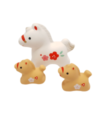 Cheval 2026 2 BéBéS FAMiLLE au GALOP en argile japonaise