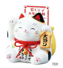 Tirelire Porte-Carte Maneki Neko Nishiki EMA en porcelaine (h11cm)