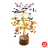 Arbre de Fortune 7 Chakras 100 pierres fines sur socle en bois h20cm