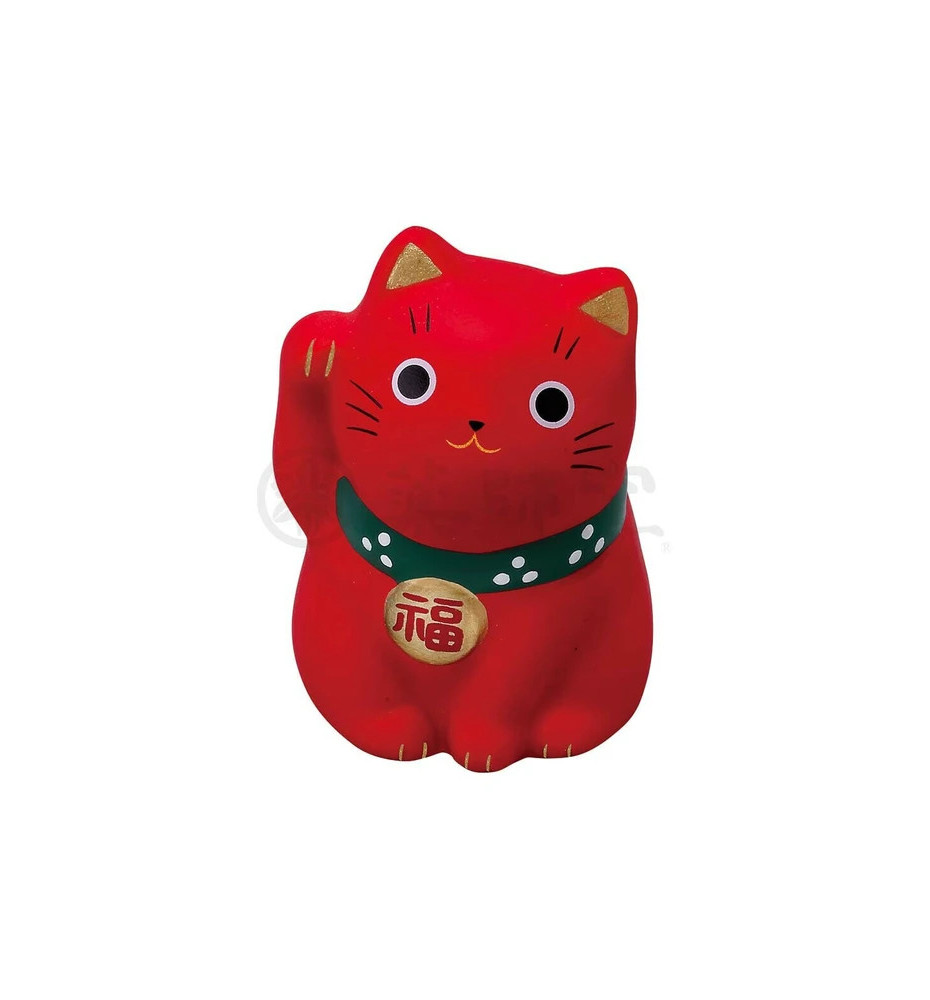 Maneki neko MARUi ROUGE en argile (Santé) h5cm